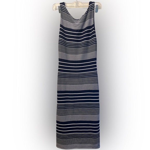 Maeve Navy and White Striped Maxi Dress - Picture 2 of 7